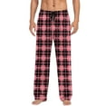 thumbnail image 1 of Mgmyaa Mens Plaid Print Pajama Pants Loose Fit Elastic Waist Straight Leg Sleep Trousers with Pockets, 1 of 5