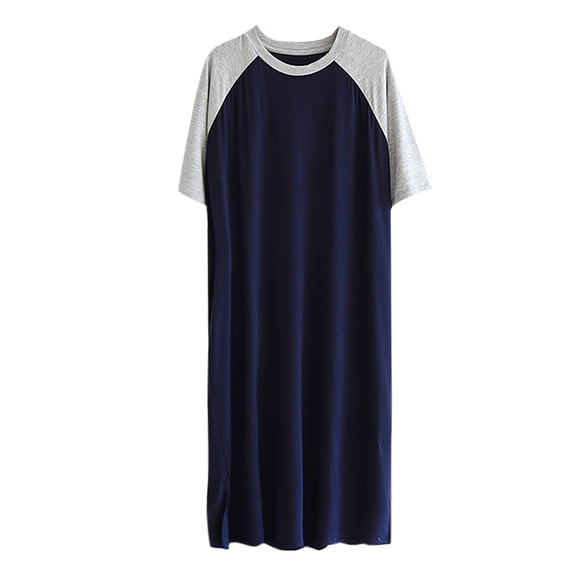 Mgmyaa Mens Round Neck Raglan Sleeve Short Sleeve Below-the-Knee Nightgown