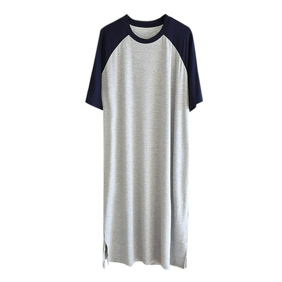 Mgmyaa Mens Round Neck Raglan Sleeve Short Sleeve Below-the-Knee Nightgown
