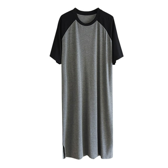 Mgmyaa Mens Round Neck Raglan Sleeve Short Sleeve Below-the-Knee Nightgown