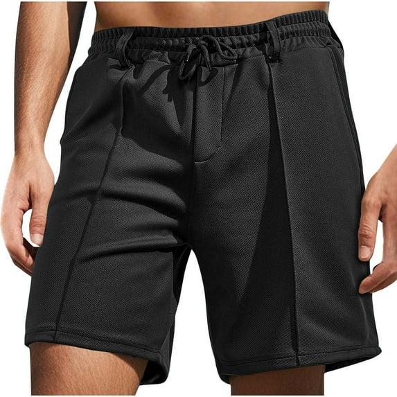 Mgmyaa Mens Summer Shorts Solid Color Casual Elastic Waist Drawstring Pockets Short Pants Beach Pants