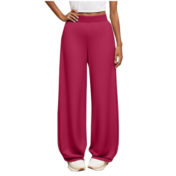 Mgmyaa Mgmyaa Girls Palazzo Lounge Pants Solid High Elastic Waist Casual Wide-Leg Loose Long Trousers with Pockets 5-13 Years