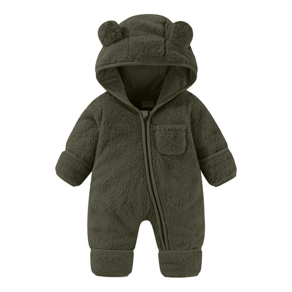 Mgmyaa Newborn Baby Fleece Footie Snowsuit Hooded Bunting Jumpsuit Winter Warm Romper Onesie Fullbody Outfit Girls Boys