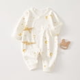 thumbnail image 1 of Mgmyaa Newborn Baby Kimono Romper Pure Cotton Long Sleeve Footless Bodysuit with Snap Closure and Moon Star Print, 1 of 7