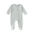 thumbnail image 1 of Mgmyaa Newborn Footed Romper Zip-Up Long Sleeve Solid Jumpsuit Soft One-Piece Pajama with Feet 3-18 Months, 1 of 3
