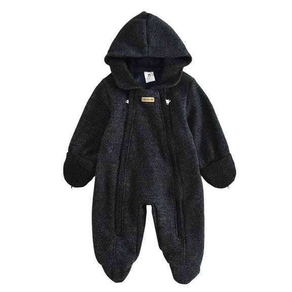 Mgmyaa Newborn Wool Blend Outerwear Hooded Jumpsuit Snowsuit for Infants Winter Windproof Thermal Romper Full Zip Toddler Outfit