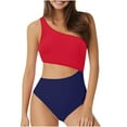 thumbnail image 1 of Mgmyaa One Shoulder One Piece Swimsuit for Women Tummy Control Bathing Suits Modest Full Coverage Split Swimwear Set Red 3XL, 1 of 6