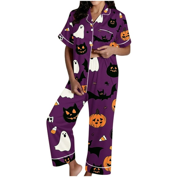 Mgmyaa Pajama Set for Women Two Piece Nightwear Short Sleeve Button Down Sleepwear Comfort Fit Elastic Waist Pants with Pockets