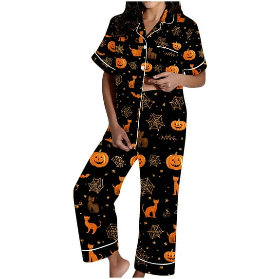 Mgmyaa Pajama Set for Women Two Piece Nightwear Short Sleeve Button Down Sleepwear Comfort Fit Elastic Waist Pants with Pockets