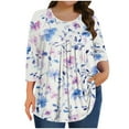 thumbnail image 1 of Mgmyaa Plus Size Blouses for Women Dressy Casual Crew Neck 3/4 Sleeve Tops Beach Vocation TShirts, 1 of 6