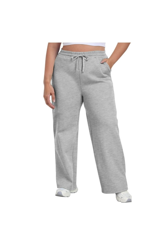 Plus Size Women's Elastic Waist Workout Pants with Drawstring Ties Sporty Casual Design Functional Pockets for Gym Running Everyday Errands Comfy Lounge Wear Stretch Fabric