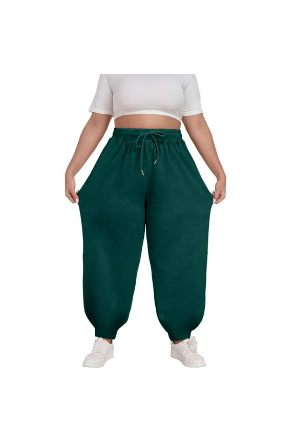 Plus Size Women's Relaxed Fit Wide Leg Lounge Pants with Drawstring Ankle Elastic Comfort Waist Cozy Casual Wear for Home Lounging Everyday Relaxation Soft Stretch Fabric