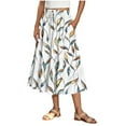 thumbnail image 1 of Mgmyaa Skirts for Women Floral Long Skirt Drawstring Pocket Elastic Waist Casual Summer Pleated Skirt, 1 of 5