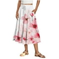 thumbnail image 1 of Mgmyaa Skirts for Women Floral Long Skirt Drawstring Pocket Elastic Waist Casual Summer Pleated Skirt, 1 of 5
