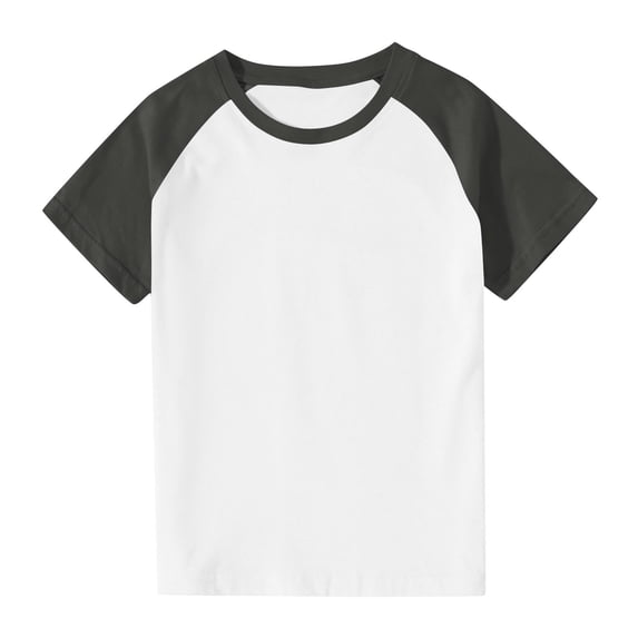 Mgmyaa Summer Boys Tops Kids Soft Breathable T-Shirts Beige Solid Color Short Sleeve Crew Neck Casual Tees Ages 3-14