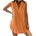 thumbnail image 1 of Mgmyaa Summer Tank Dresses for Women Sleeveless Collared V Neck Shirt Dress Pleated Mini Dresses Beach Dress, 1 of 7