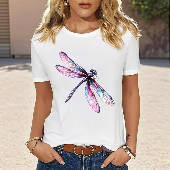 Mgmyaa T Shirt for Women Graphic Tees Print Shirts Short Sleeve Casual Summer Vacation Tee Tops