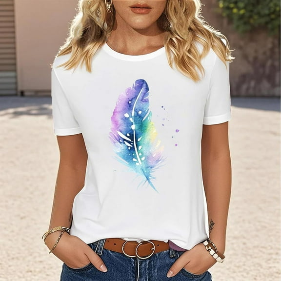 Mgmyaa T Shirt for Women Graphic Tees Print Shirts Short Sleeve Casual Summer Vacation Tee Tops