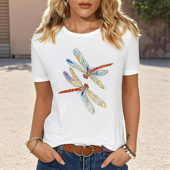 Mgmyaa T Shirt for Women Graphic Tees Print Shirts Short Sleeve Casual Summer Vacation Tee Tops