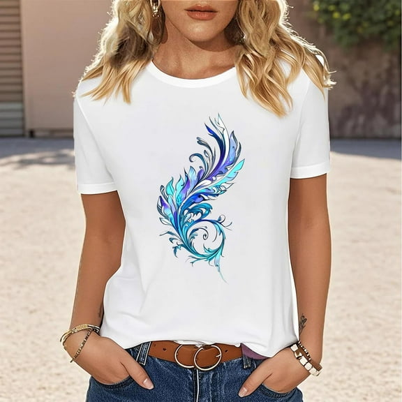 Mgmyaa T Shirt for Women Graphic Tees Print Shirts Short Sleeve Casual Summer Vacation Tee Tops