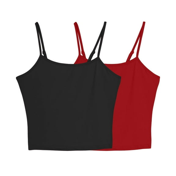 Mgmyaa Tank Top for Women Crew Neck Sleeveless Spaghetti Strap Camisole Tank Summer Clothes 2 Pack