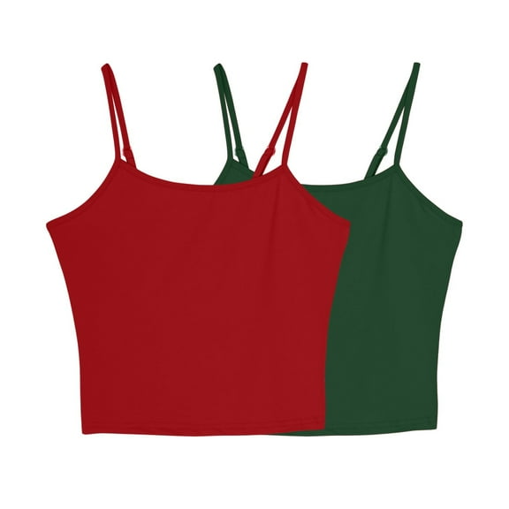 Mgmyaa Tank Top for Women Crew Neck Sleeveless Spaghetti Strap Camisole Tank Summer Clothes 2 Pack