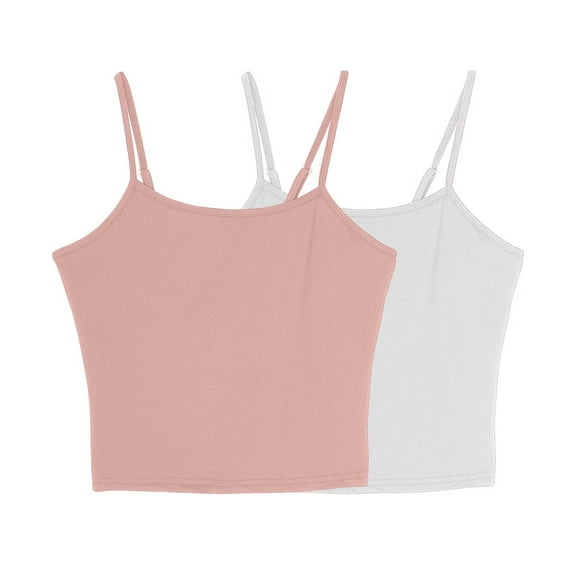 Mgmyaa Tank Top for Women Crew Neck Sleeveless Spaghetti Strap Camisole Tank Summer Clothes 2 Pack