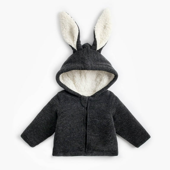 Mgmyaa Toddler Baby Plush Thick Winter Coat Hooded Jacket Rabbit Fur Design Detachable Hood Fleece Lined Warm Outerwear 6M-6Y