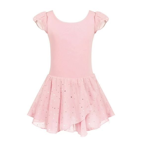 Mgmyaa Toddler Ballet Leotards for Girls Dance Leotards with Skirt Gymnastic Ballerina Outfit Dress Classic Short Sleeve