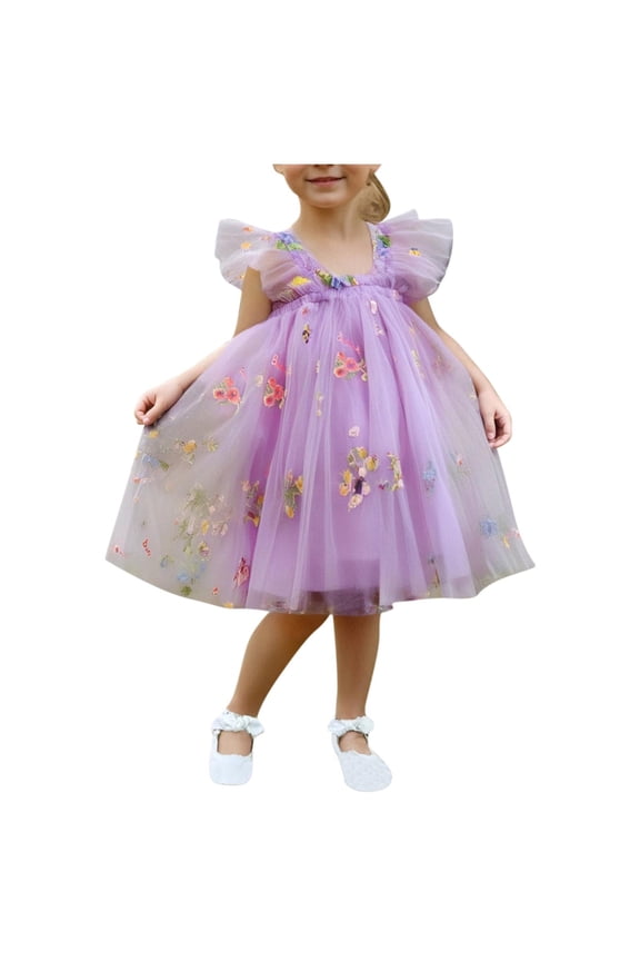 Toddler Girls Tulle Dress Rainbow Tutu Birthday Princess Dresses formal Photo Shoot Outfit Summer Clothes 1-5T