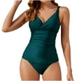 thumbnail image 1 of Mgmyaa Tummy Control Swimsuits for Women Slimming One Piece Bathing Suit V-neck Suspenders Backless Bikinis Sets Green M, 1 of 5