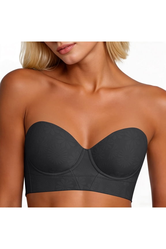 Underwire Stretchable Bandeau Push Up Soft Breathable Swimsuit Bra Strapless for Daily Wear