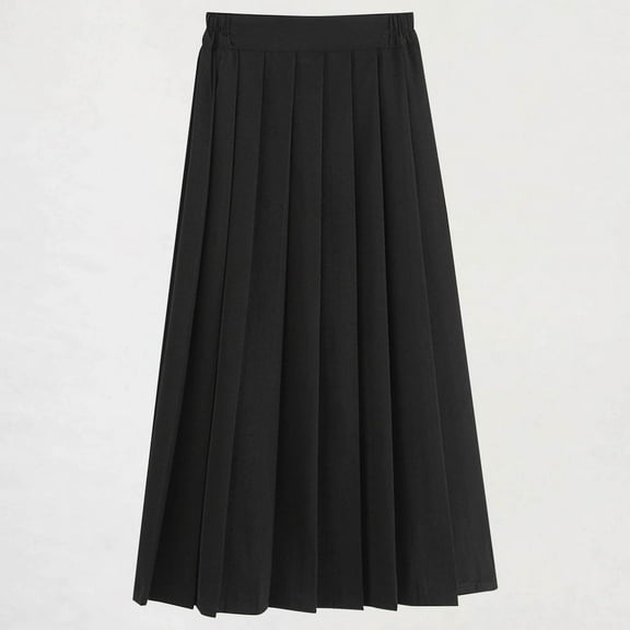 Mgmyaa Uniform Skirt for Girl Elastic Waist Pleated Midi Skirt College Style for Back to School Girls Skirt 11-18 Years