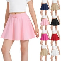 Mgmyaa Uniform Skirts for Girls Summer Bow Knot Loose Solid Sports Short Skirt Elastic Waist Casual Mini Skirt for Kids 3-13 Years
