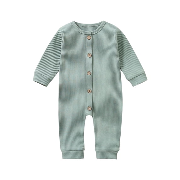 Mgmyaa Unisex Baby Long Sleeve Romper Button Closure Bodysuit Cotton Jumpsuit Infant Loungewear 3-18 Months