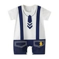 thumbnail image 1 of Mgmyaa Unisex Baby Printed Short Sleeve Collared Bow Jumpsuit for Newborns Ages 0-24 Months, 1 of 7