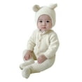 thumbnail image 1 of Mgmyaa Unisex Baby Solid Color Long Sleeve Hooded Mink Velvet Jumpsuit for Infants Ages 3-24 Months, 1 of 8