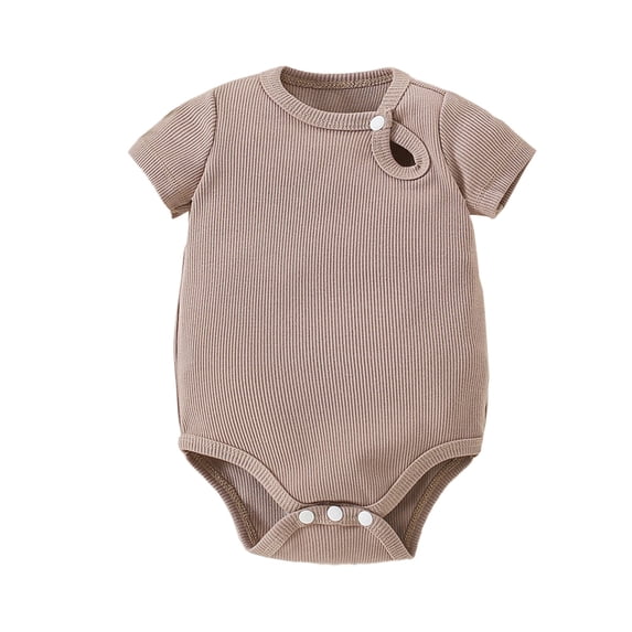 Mgmyaa Unisex Baby Striped Short Sleeve Crew Neck Cotton Jumpsuit for Infants Ages 0-36 Months
