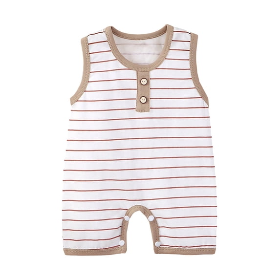 Mgmyaa Unisex Baby Striped Sleeveless Crew Neck Jumpsuit for Newborns Ages 0-18 Months