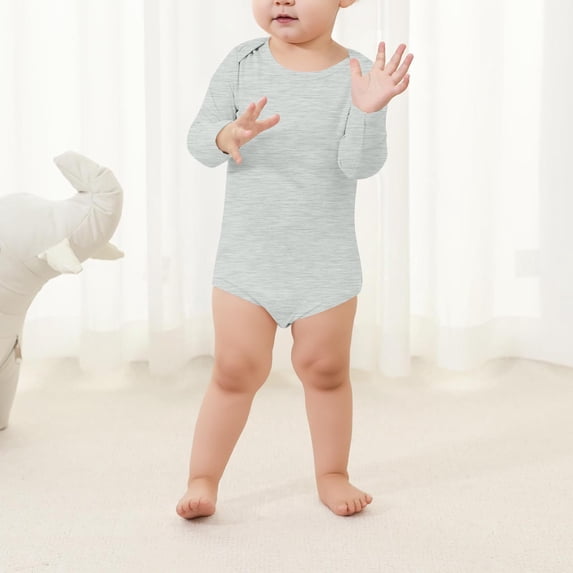 Mgmyaa Unisex Infant Boys Girls Romper Long Sleeve Crew Neck Snap Closure Baby Bodysuit Soft One-Piece Outfit