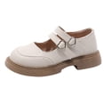 thumbnail image 1 of Mgmyaa Unisex Kids Back-to-School Mary Janes Shoes Hook & Loop Round Toe Adjustable Straps Micro-Wedge Low Heel for Kids Ages 4-10.5, 1 of 9