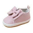 thumbnail image 1 of Mgmyaa Unisex Kids Casual Crib Shoes with Bow Slip-On Round Toe Slip-Resistant Adjustable Straps Flat Heel for Babies Ages 0-1, 1 of 9