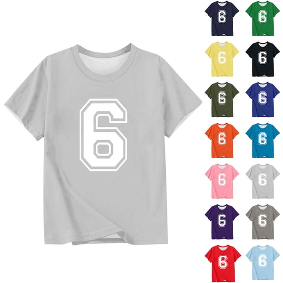 Mgmyaa Unisex Kids Number Print Short Sleeve T-Shirt Crew Neck Casual Summer Top Soft Breathable for Boys Girls Ages 3-12