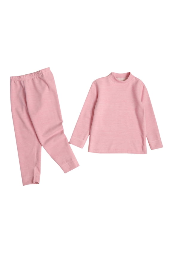 Unisex Kids Solid Color Long Sleeve Thermal Underwear Set for Boys Girls - Fall Winter Pajamas & Homewear Base Layer (Ages 1-14 Years)