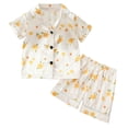 thumbnail image 1 of Mgmyaa Unisex Kids Solid Color Short Sleeve Crew Neck Top and Shorts 2-Piece Silk Feel Pajama Set for Kids Ages 12M-8Y, 1 of 9