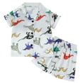thumbnail image 1 of Mgmyaa Unisex Kids Solid Color Short Sleeve Crew Neck Top and Shorts 2-Piece Silk Feel Pajama Set for Kids Ages 12M-8Y, 1 of 9