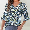 thumbnail image 1 of Mgmyaa V Neck Ruffle Sleeve Blouse Women Casual Loose Fit Tunic Top for Summer, 1 of 6