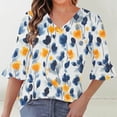 thumbnail image 1 of Mgmyaa V Neck Ruffle Sleeve Blouse Women Casual Loose Fit Tunic Top for Summer, 1 of 6