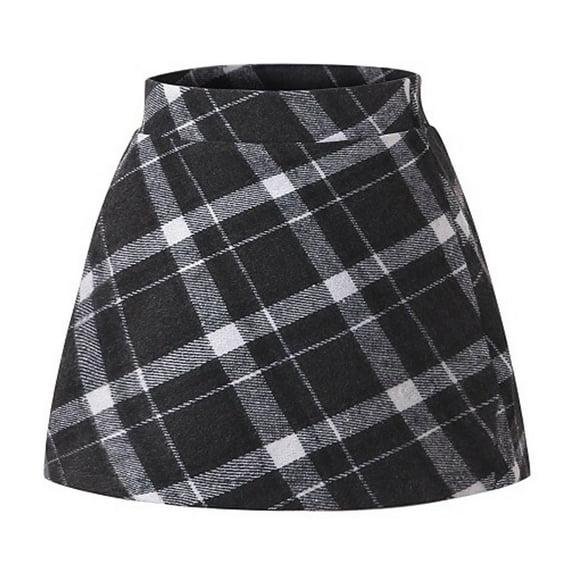 Mgmyaa Warm Wool Blend Plaid Skirt for Girls A-Line High Waist Pleated Mini Skirt for Girls Winter School Outfits 3-13 Years