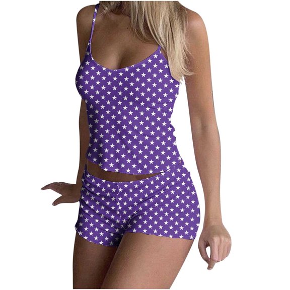 Mgmyaa Women Cami Pajama Set Sleeveless Sleepwear Short PJ Set with Shorts Sleepwear Sets
